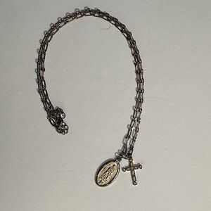 Gold and silver Chain Necklace with Religious Pendants